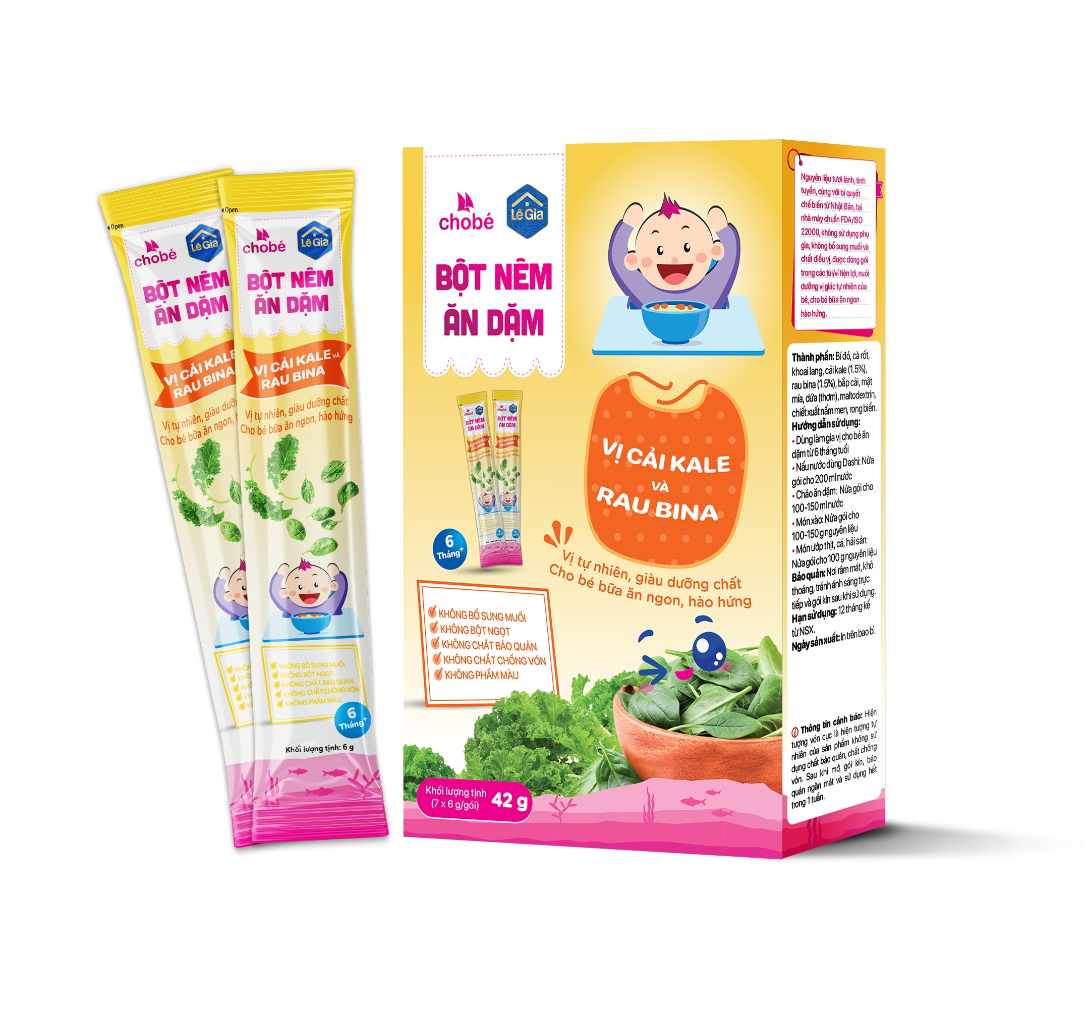 Bột Nêm Ăn Dặm Vị Cải Kale và Rau Bina 42g 6M+Lê Gia