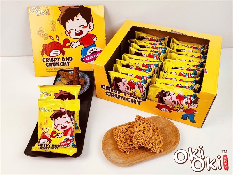 Snack Mì Giòn Oki Oki Hương Gạch Cua (23g*22 gói, 506gr/hộp)