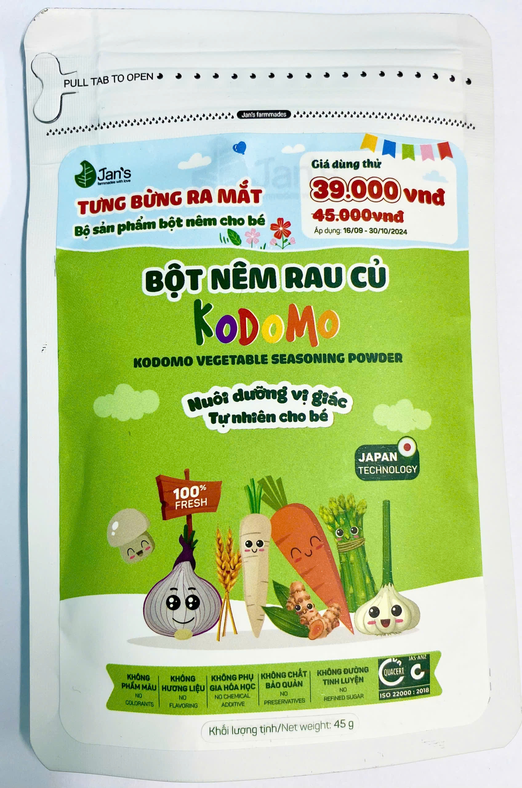 Bột nêm rau củ Kodomo gói 45gr