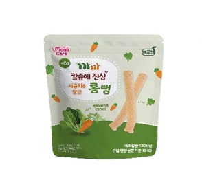 Bánh gạo lứt Canxi Thanh Dài Moms Care vị Cải Bó Xôi Và Cà Rốt 6M+ 30gr (thùng 20 gói)