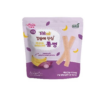 Bánh gạo lứt Canxi Thanh Dài Moms Care vị Chuối Và Khoai Lang Tím 6M+ 30gr (thùng 20 gói)