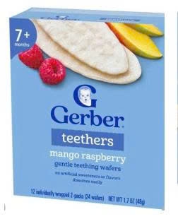 BAD Gerber vị Xoài, Mâm xôi 48g 7M+ (6 Hộp giấy/thùng)