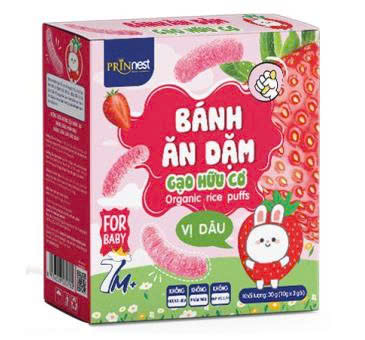PRINNEST Bánh Gạo Organic Vị Dâu 30g 7+