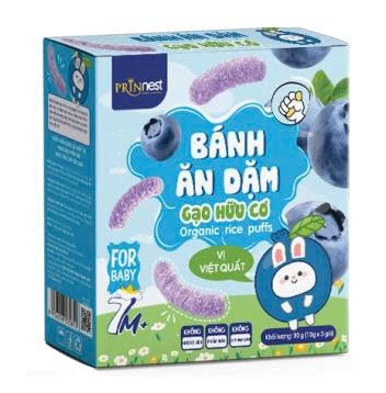 PRINNEST Bánh Gạo Organic Vị Việt Quất 30g 7+