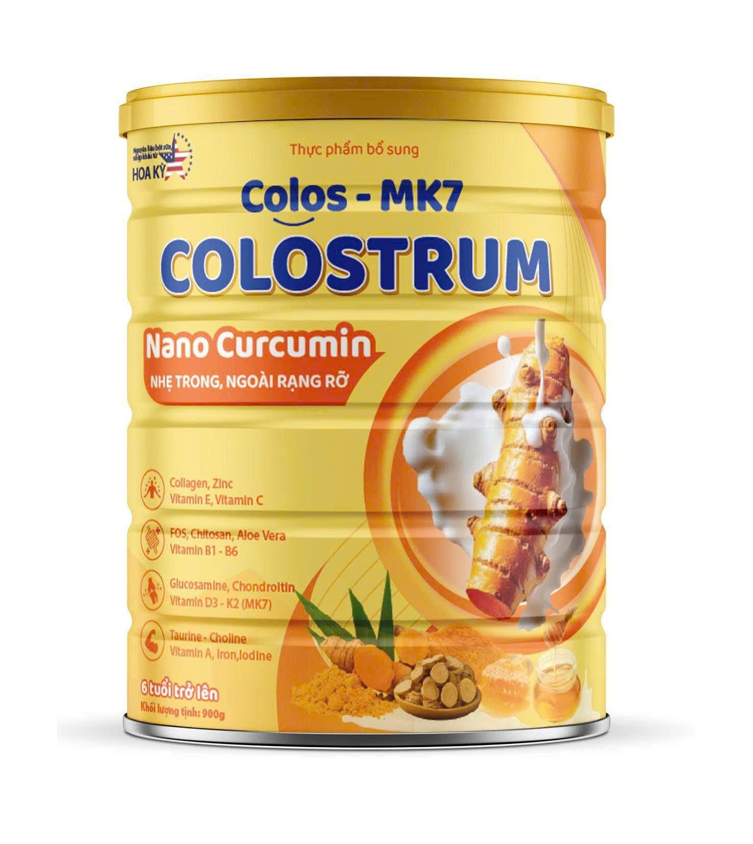 Sữa Bột Colos-MK7 Colostrum Nano Curcumin (850gr) trên 6 tuổi