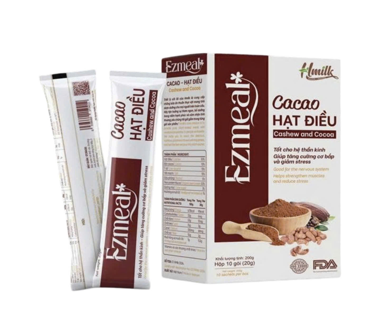 Sữa Hạt EZMEAL Cacao Hạt Điều 20g*10 gói