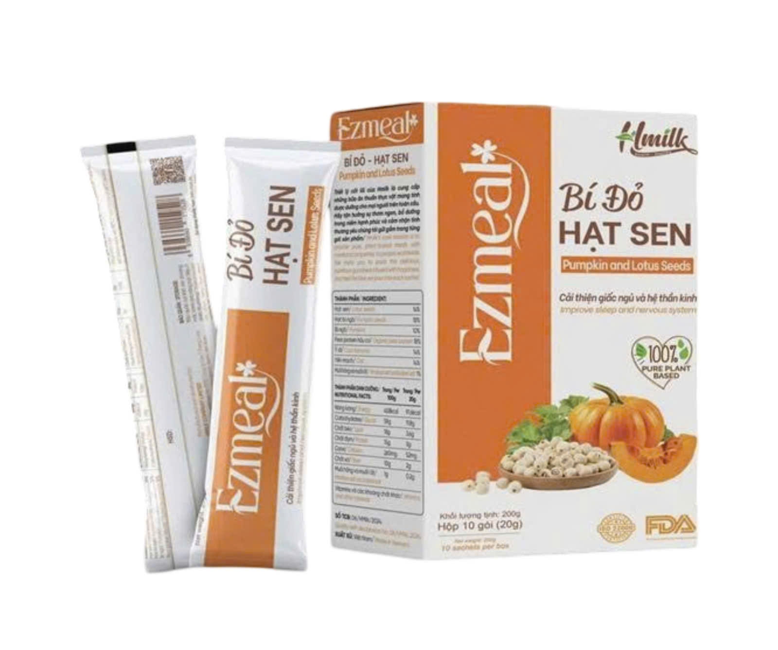 Sữa Hạt EZMEAL Bí Đỏ Hạt Sen 20g*10 gói