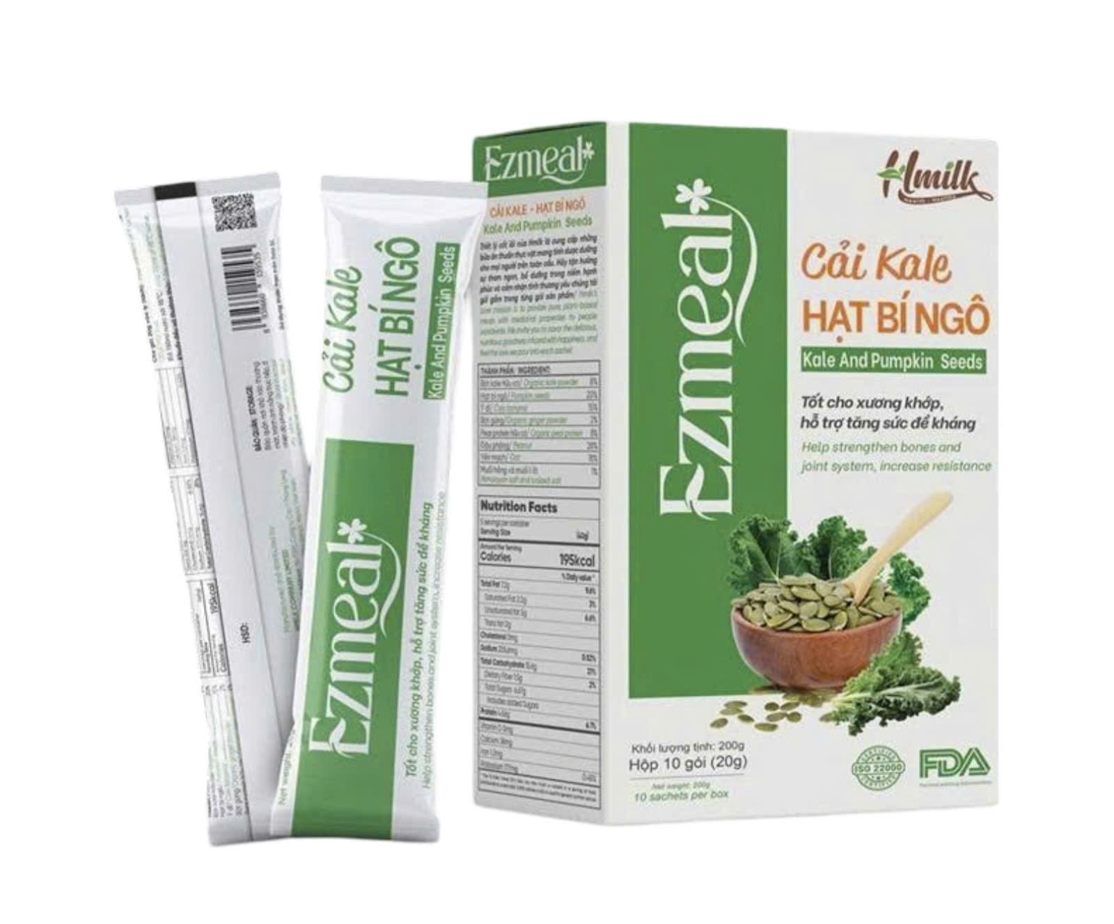 Sữa Hạt EZMEAL Cải Kale Hạt Bí Ngô 20g*10 gói